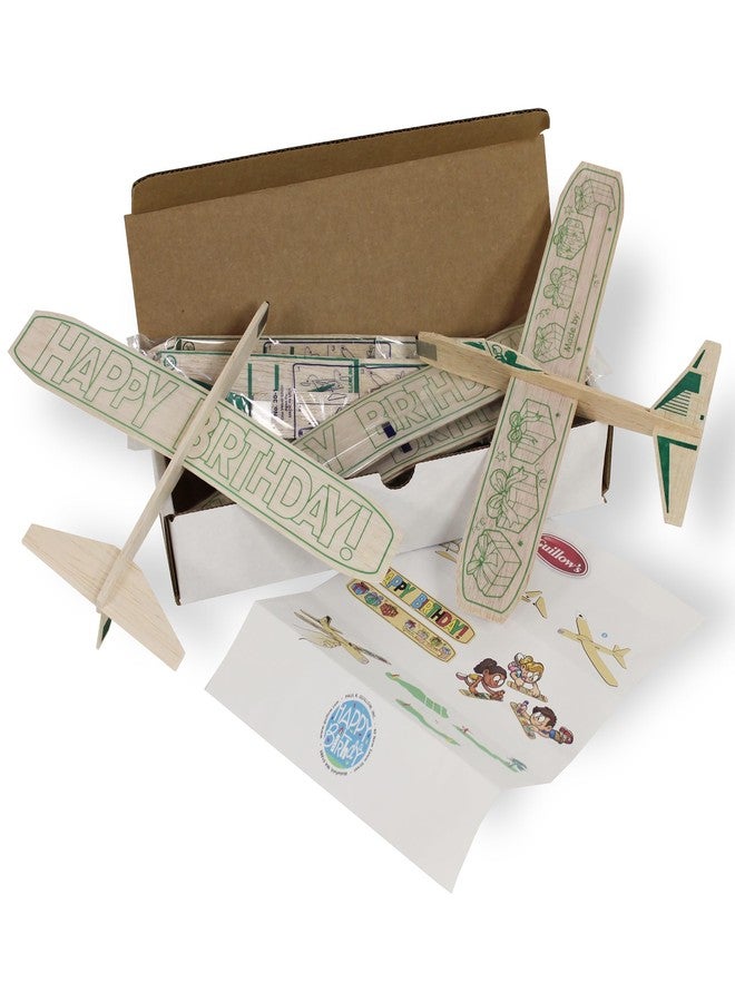Guillows Guillow's 12" Balsa Glider Planes: Happy Birthday - 6 Pack Bundle - Flying Airplane Building Kit, Assemble & Decorate Wooden Gliders, Party Craft Kids Ages 8+ - Image 3